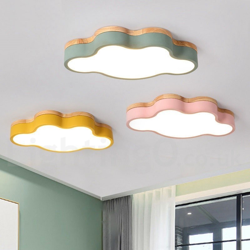 Lámpara de techo empotrada de madera y acero moderna y contemporánea multicolor Macaron