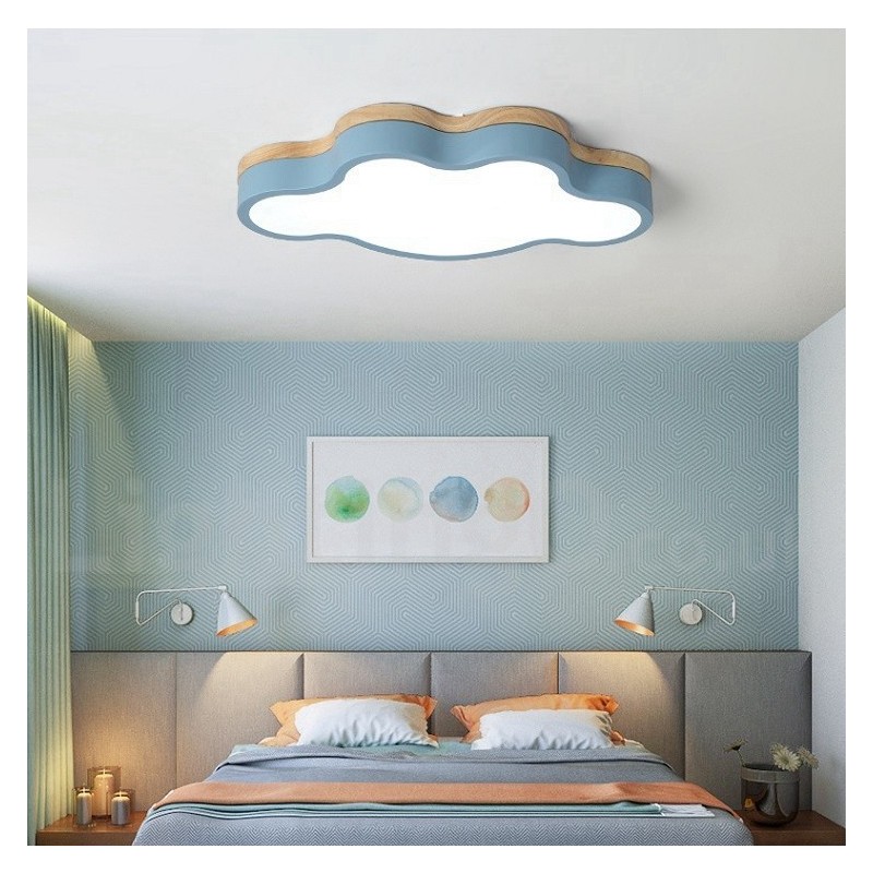 Lámpara de techo empotrada de madera y acero moderna y contemporánea multicolor Macaron