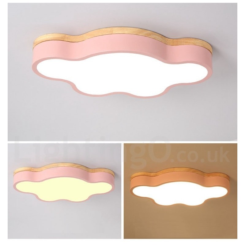 Lámpara de techo empotrada de madera y acero moderna y contemporánea multicolor Macaron