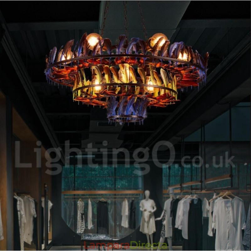 Lámpara colgante de acero retro para tienda de iluminación