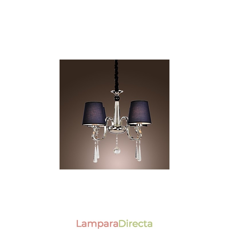 Lámpara de araña vintage de 4 luces, clásica, de tela y metal, con pintura