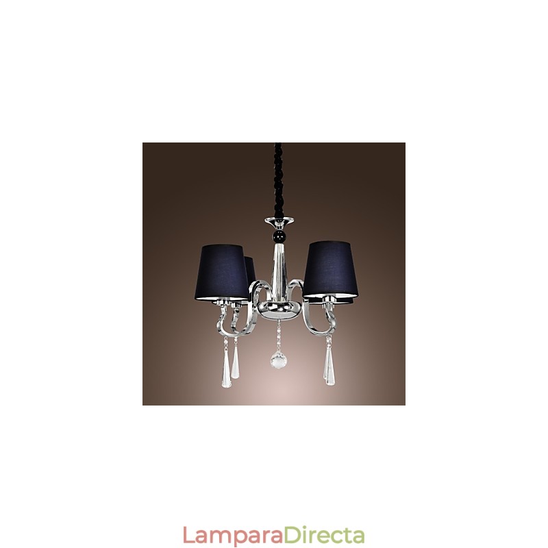Lámpara de araña vintage de 4 luces, clásica, de tela y metal, con pintura