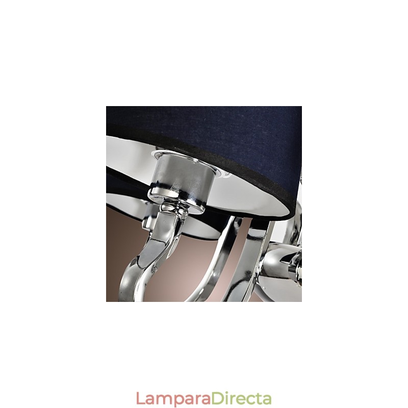 Lámpara de araña vintage de 4 luces, clásica, de tela y metal, con pintura