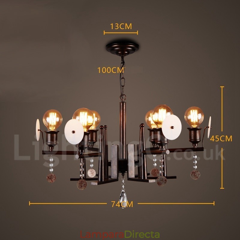 Lámpara colgante de cristal acrílico de acero de estilo industrial para tienda.