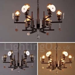 Lámpara colgante de cristal acrílico de acero de estilo industrial para tienda.
