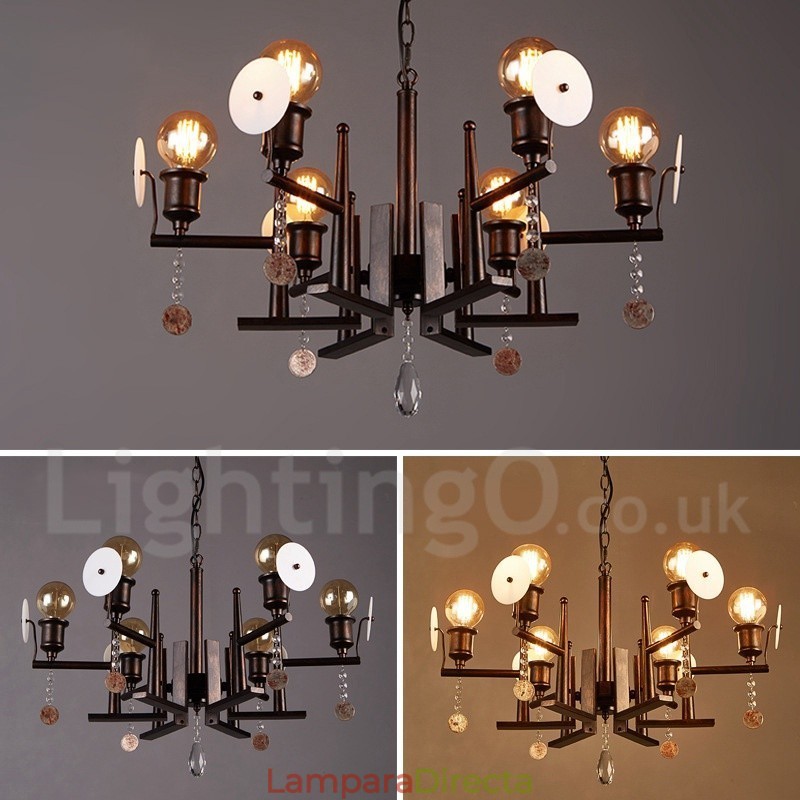 Lámpara colgante de cristal acrílico de acero de estilo industrial para tienda.