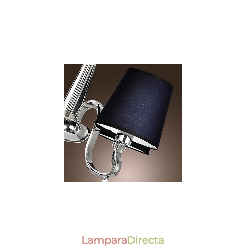 Lámpara de araña vintage de 4 luces, clásica, de tela y metal, con pintura