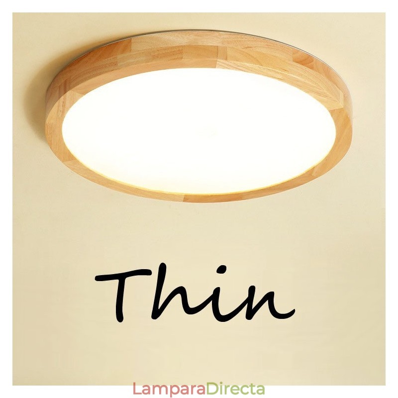 Lámpara de techo de madera redonda ultrafina Lámpara de techo de madera maciza acrílica Luces nórdicas