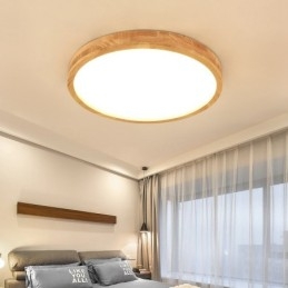 Lámpara de techo de madera redonda ultrafina Lámpara de techo de madera maciza acrílica Luces nórdicas