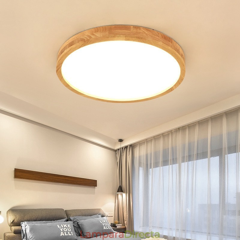 Lámpara de techo de madera redonda ultrafina Lámpara de techo de madera maciza acrílica Luces nórdicas