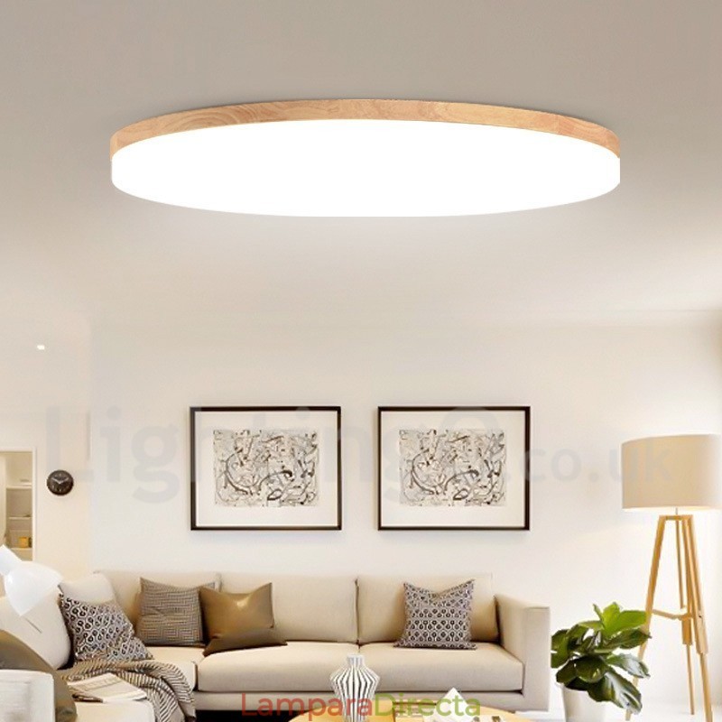 Lámpara de techo redonda nórdica, lámpara de madera maciza moderna y sencilla, lámpara de techo ultrafina