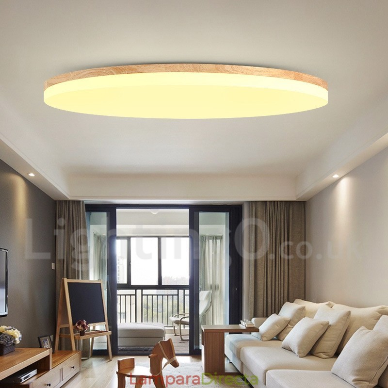 Lámpara de techo redonda nórdica, lámpara de madera maciza moderna y sencilla, lámpara de techo ultrafina