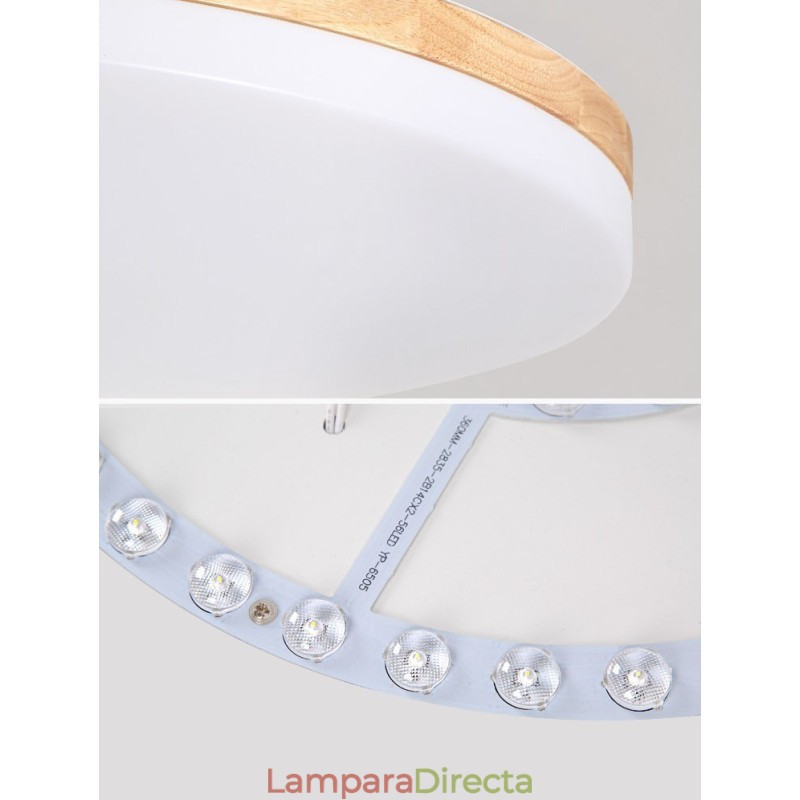 Lámpara de techo redonda nórdica, lámpara de madera maciza moderna y sencilla, lámpara de techo ultrafina