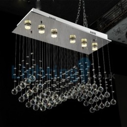 Lámpara de araña contemporánea moderna con montaje empotrado, lámpara colgante con forma de gota de lluvia de cristal