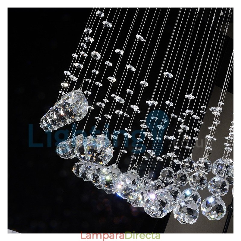 Lámpara de araña contemporánea moderna con montaje empotrado, lámpara colgante con forma de gota de lluvia de cristal