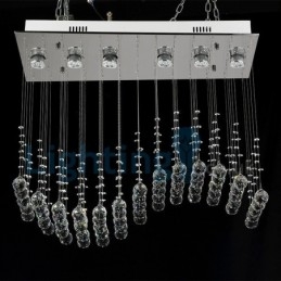 Lámpara de araña contemporánea moderna con montaje empotrado, lámpara colgante con forma de gota de lluvia de cristal