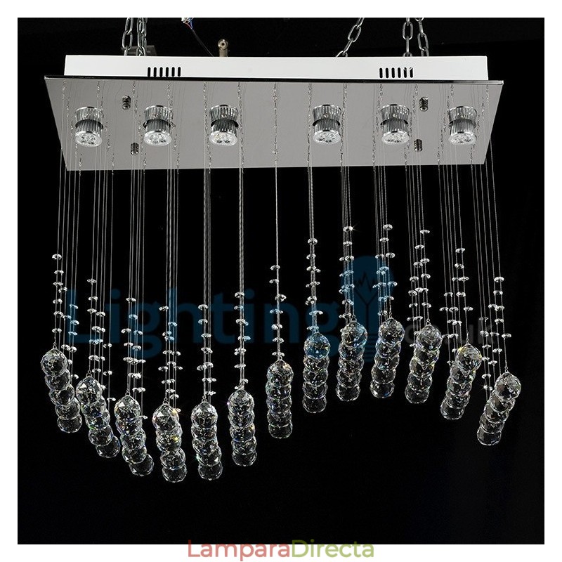 Lámpara de araña contemporánea moderna con montaje empotrado, lámpara colgante con forma de gota de lluvia de cristal