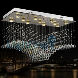 Lámpara de araña contemporánea moderna con montaje empotrado, lámpara colgante con forma de gota de lluvia de cristal