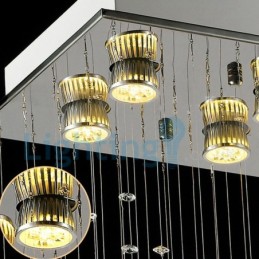 Lámpara de araña contemporánea moderna con montaje empotrado, lámpara colgante con forma de gota de lluvia de cristal