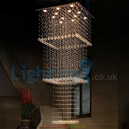 Lámpara de araña contemporánea moderna con montaje empotrado, lámpara colgante con forma de gota de lluvia de cristal Lámpara de araña contemporánea moderna con montaje empotrado, lámpara colgante con forma de gota de lluvia de cristal