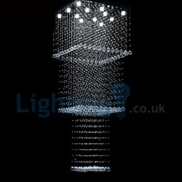 Lámpara de araña contemporánea moderna con montaje empotrado, lámpara colgante con forma de gota de lluvia de cristal