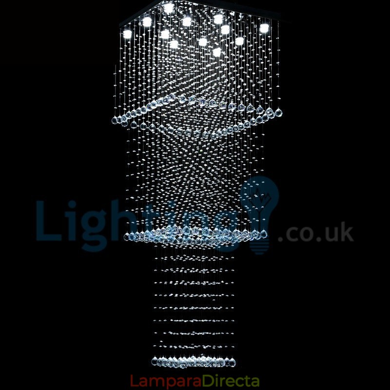 Lámpara de araña contemporánea moderna con montaje empotrado, lámpara colgante con forma de gota de lluvia de cristal