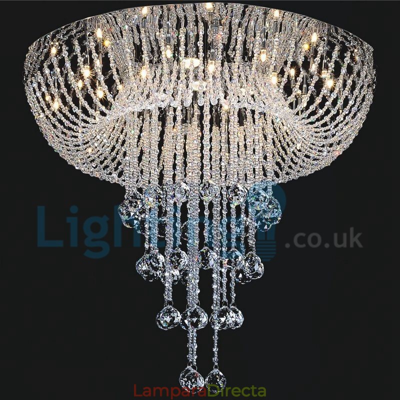 Lámpara de araña contemporánea moderna con montaje empotrado, lámpara colgante con forma de gota de lluvia de cristal