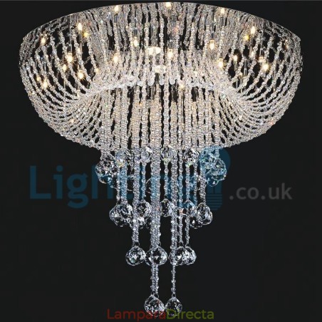 Lámpara de araña contemporánea moderna con montaje empotrado, lámpara colgante con forma de gota de lluvia de cristal Lámpara de araña contemporánea moderna con montaje empotrado, lámpara colgante con forma de gota de lluvia de cristal