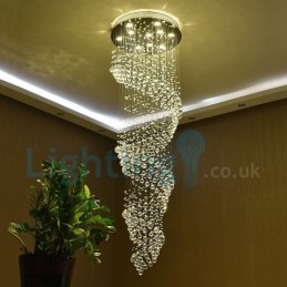 Lámpara de araña contemporánea moderna con montaje empotrado, lámpara colgante con forma de gota de lluvia de cristal
