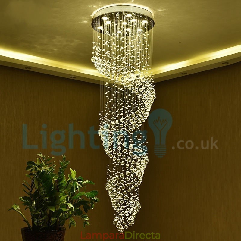 Lámpara de araña contemporánea moderna con montaje empotrado, lámpara colgante con forma de gota de lluvia de cristal