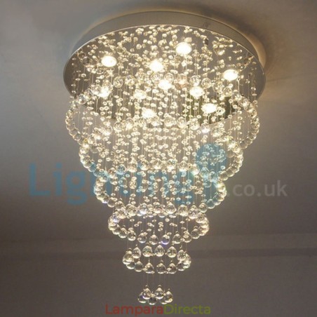 Lámpara de araña contemporánea moderna con montaje empotrado, lámpara colgante con forma de gota de lluvia de cristal Lámpara de araña contemporánea moderna con montaje empotrado, lámpara colgante con forma de gota de lluvia de cristal