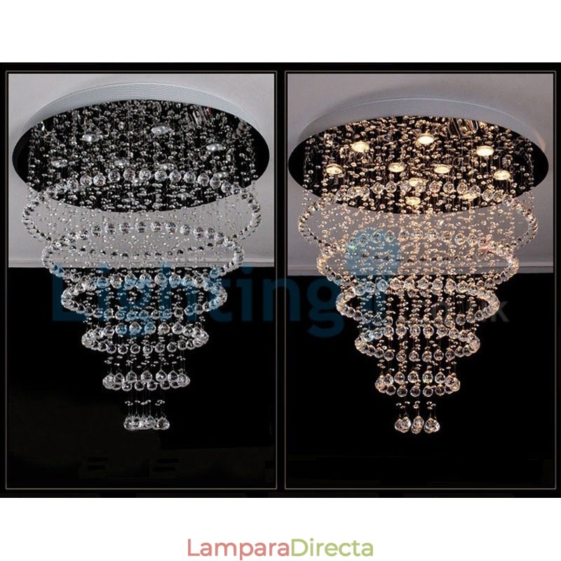 Lámpara de araña contemporánea moderna con montaje empotrado, lámpara colgante con forma de gota de lluvia de cristal