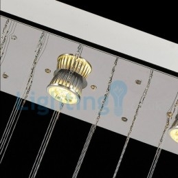 Lámpara de araña contemporánea moderna con montaje empotrado, lámpara colgante con forma de gota de lluvia de cristal