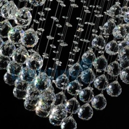 Lámpara de araña contemporánea moderna con montaje empotrado, lámpara colgante con forma de gota de lluvia de cristal