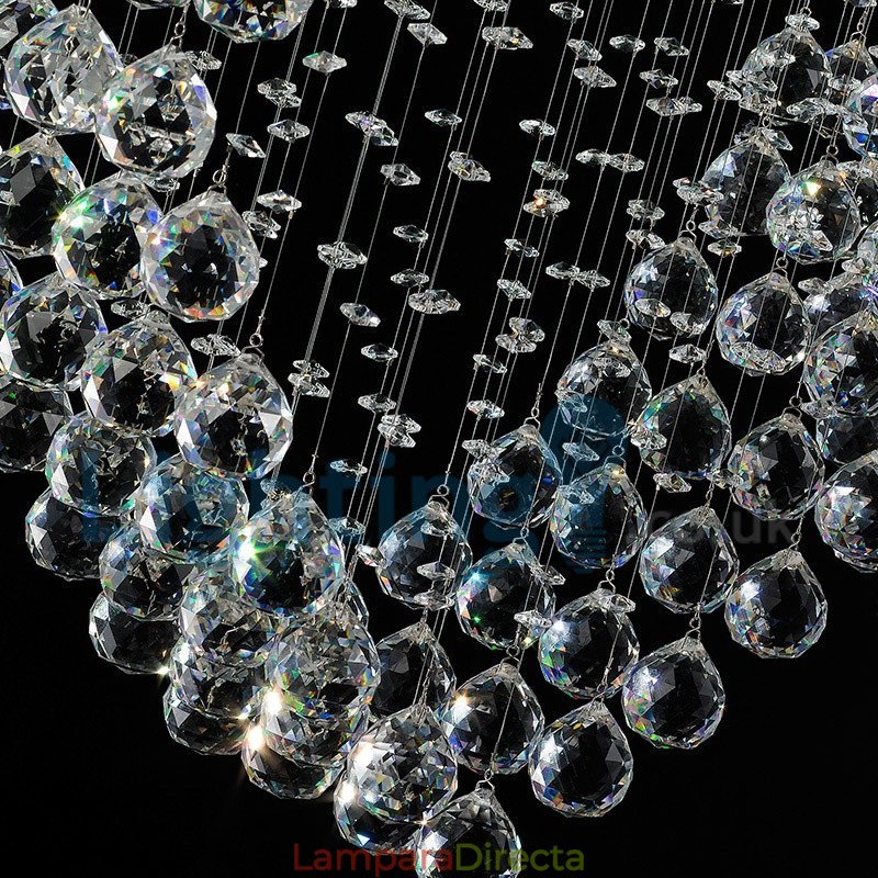 Lámpara de araña contemporánea moderna con montaje empotrado, lámpara colgante con forma de gota de lluvia de cristal
