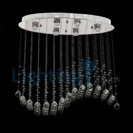 Lámpara de araña contemporánea moderna con montaje empotrado, lámpara colgante con forma de gota de lluvia de cristal