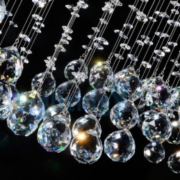Lámpara de araña contemporánea moderna con montaje empotrado, lámpara colgante con forma de gota de lluvia de cristal