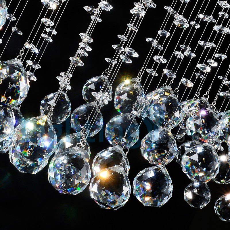 Lámpara de araña contemporánea moderna con montaje empotrado, lámpara colgante con forma de gota de lluvia de cristal