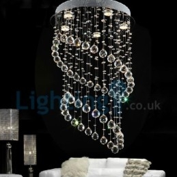 Lámpara de araña contemporánea moderna con montaje empotrado, lámpara colgante con forma de gota de lluvia de cristal
