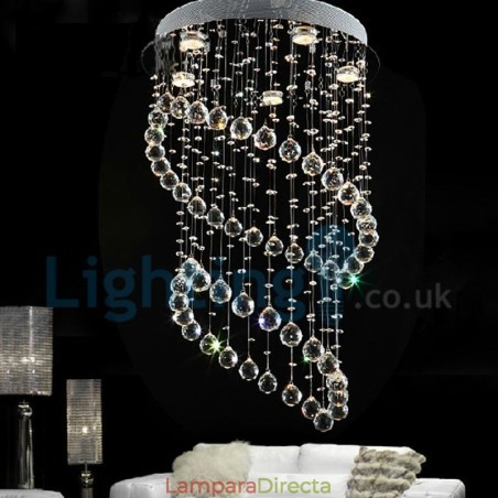 Lámpara de araña contemporánea moderna con montaje empotrado, lámpara colgante con forma de gota de lluvia de cristal Lámpara de araña contemporánea moderna con montaje empotrado, lámpara colgante con forma de gota de lluvia de cristal