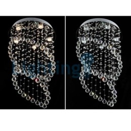 Lámpara de araña contemporánea moderna con montaje empotrado, lámpara colgante con forma de gota de lluvia de cristal