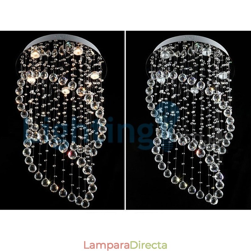Lámpara de araña contemporánea moderna con montaje empotrado, lámpara colgante con forma de gota de lluvia de cristal