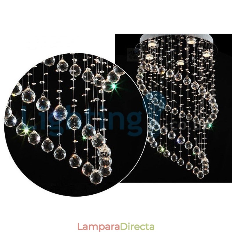 Lámpara de araña contemporánea moderna con montaje empotrado, lámpara colgante con forma de gota de lluvia de cristal
