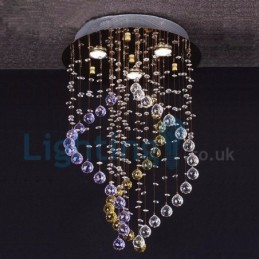 Lámpara de araña contemporánea moderna con montaje empotrado, lámpara colgante con forma de gota de lluvia de cristal
