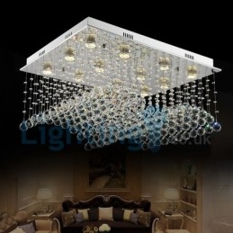 Lámpara de araña contemporánea moderna con montaje empotrado, lámpara colgante con forma de gota de lluvia de cristal