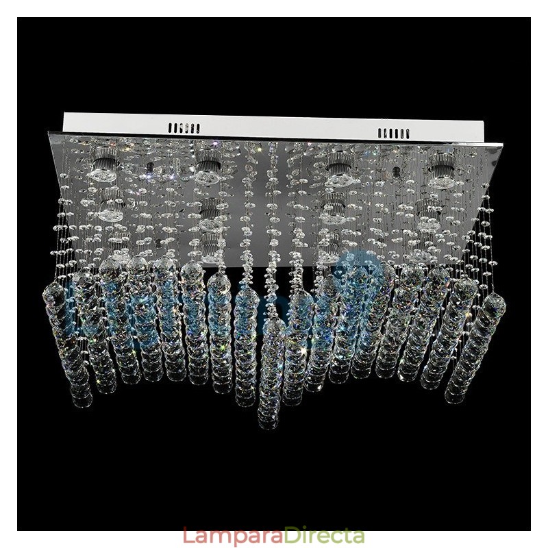 Lámpara de araña contemporánea moderna con montaje empotrado, lámpara colgante con forma de gota de lluvia de cristal