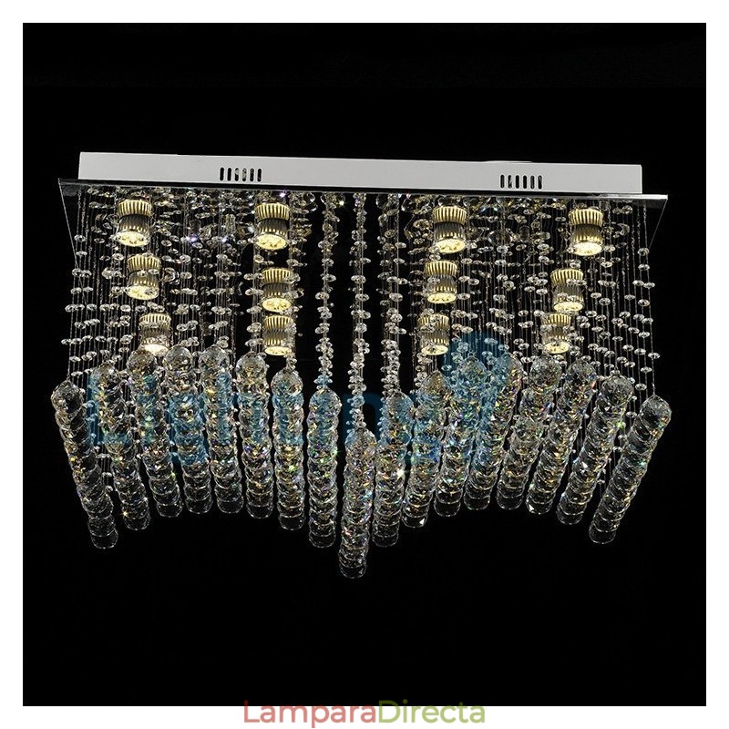 Lámpara de araña contemporánea moderna con montaje empotrado, lámpara colgante con forma de gota de lluvia de cristal
