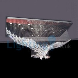 Lámpara de araña contemporánea moderna con montaje empotrado, lámpara colgante con forma de gota de lluvia de cristal