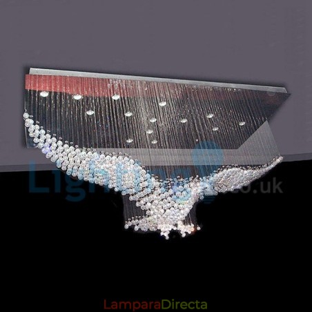 Lámpara de araña contemporánea moderna con montaje empotrado, lámpara colgante con forma de gota de lluvia de cristal Lámpara de araña contemporánea moderna con montaje empotrado, lámpara colgante con forma de gota de lluvia de cristal