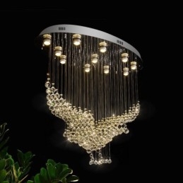 Lámpara de araña contemporánea moderna con montaje empotrado, lámpara colgante con forma de gota de lluvia de cristal